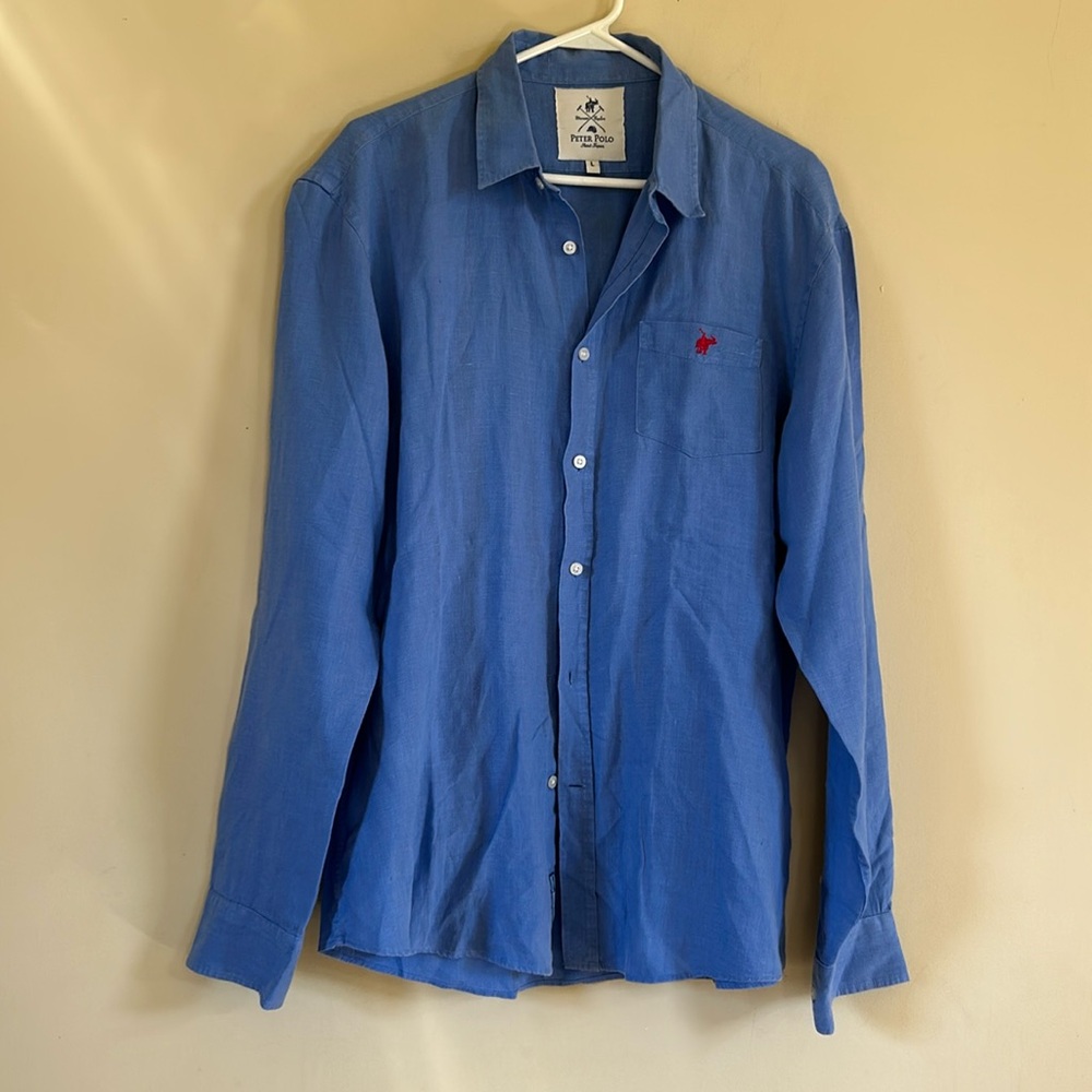 Peter polo 💯 linen long sleeve shirt